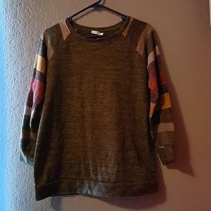 Green Sweater with striped sleeves